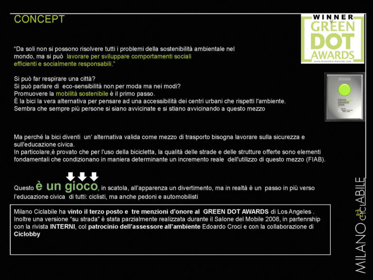 concept, Milano Ciclabile, green dot award, carolina nisivoccia