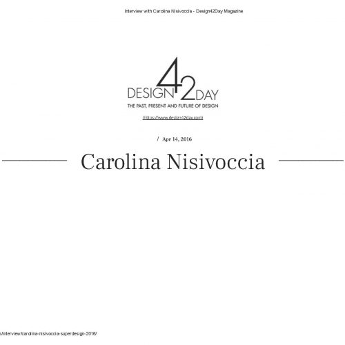 Design42Day, Magazine, Interview, Carolina Nisivoccia