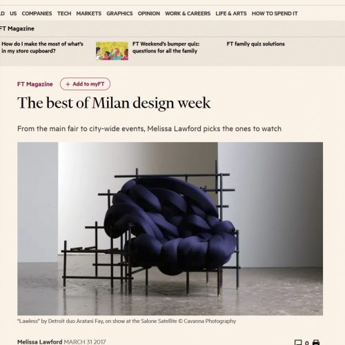 financial times, carolina nisivoccia, milan design week